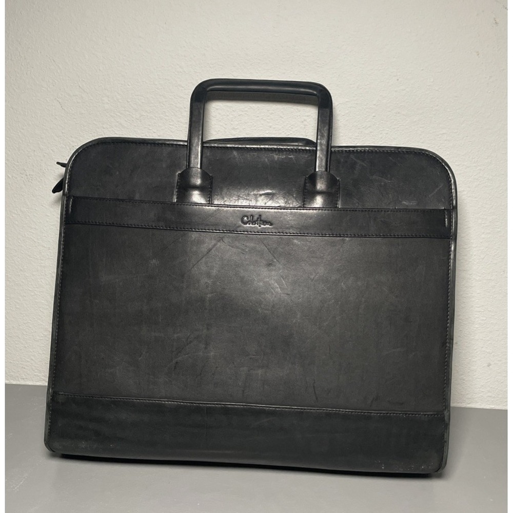 Vintage Cole Haan Black Leather Briefcase Organizer Attaché Laptop Bag